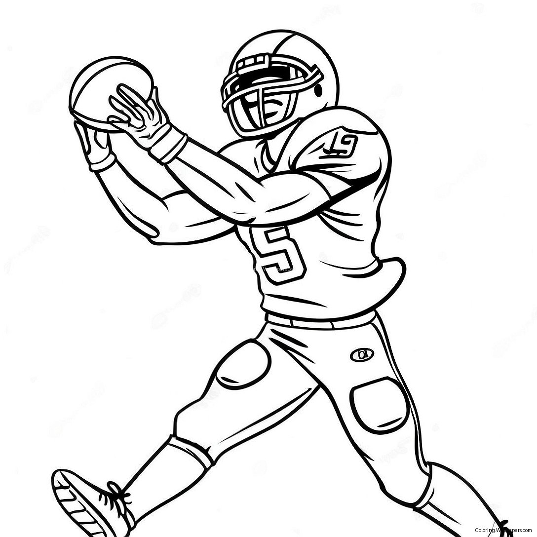 Wide Receiver Football Player Catching A Pass Coloring Page 1974