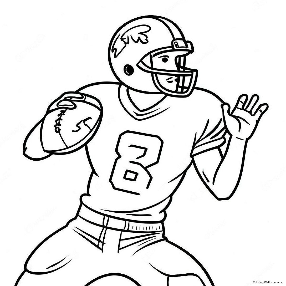 Wide Receiver Football Player Catching A Pass Coloring Page 1976