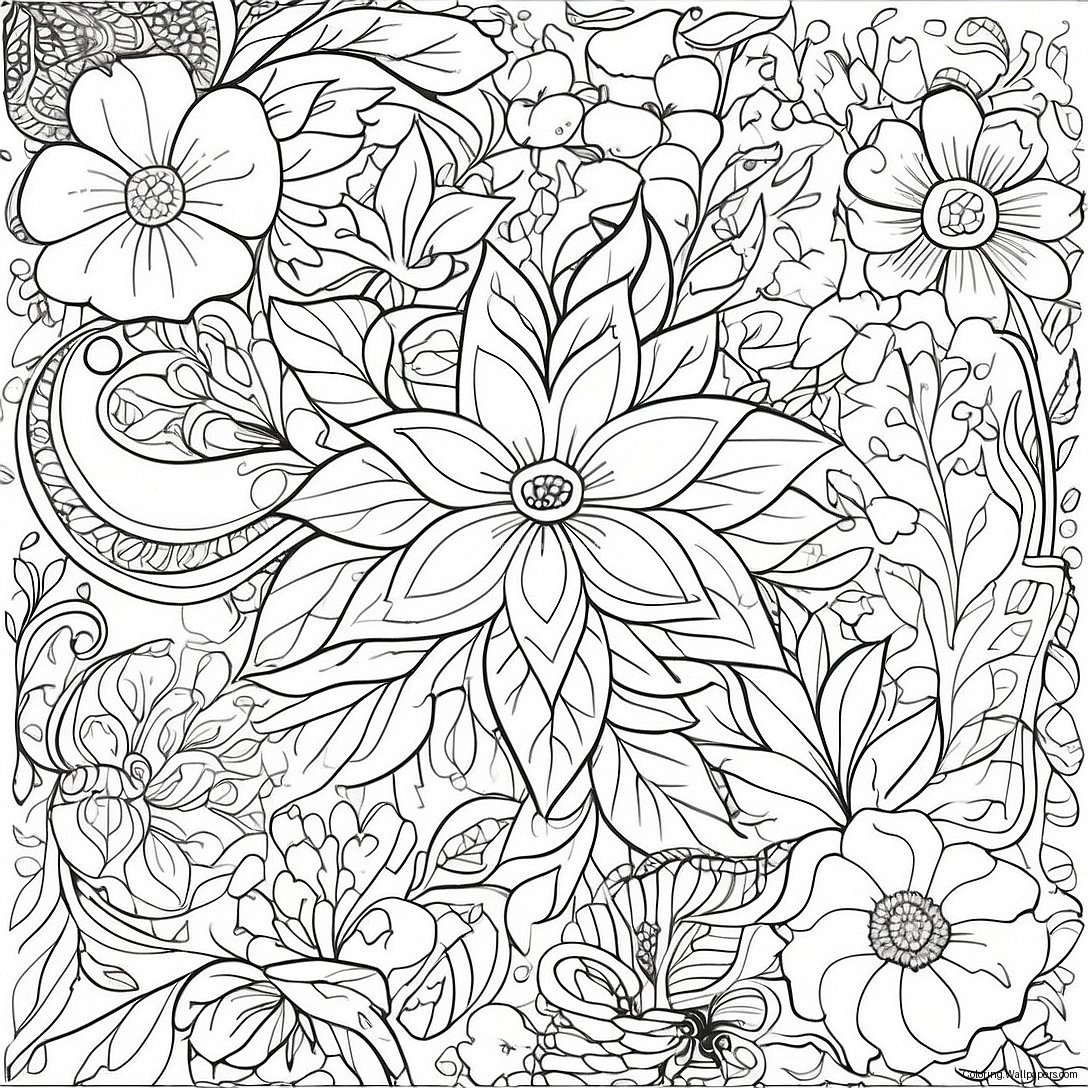 William Morris Floral Pattern Coloring Page 55975