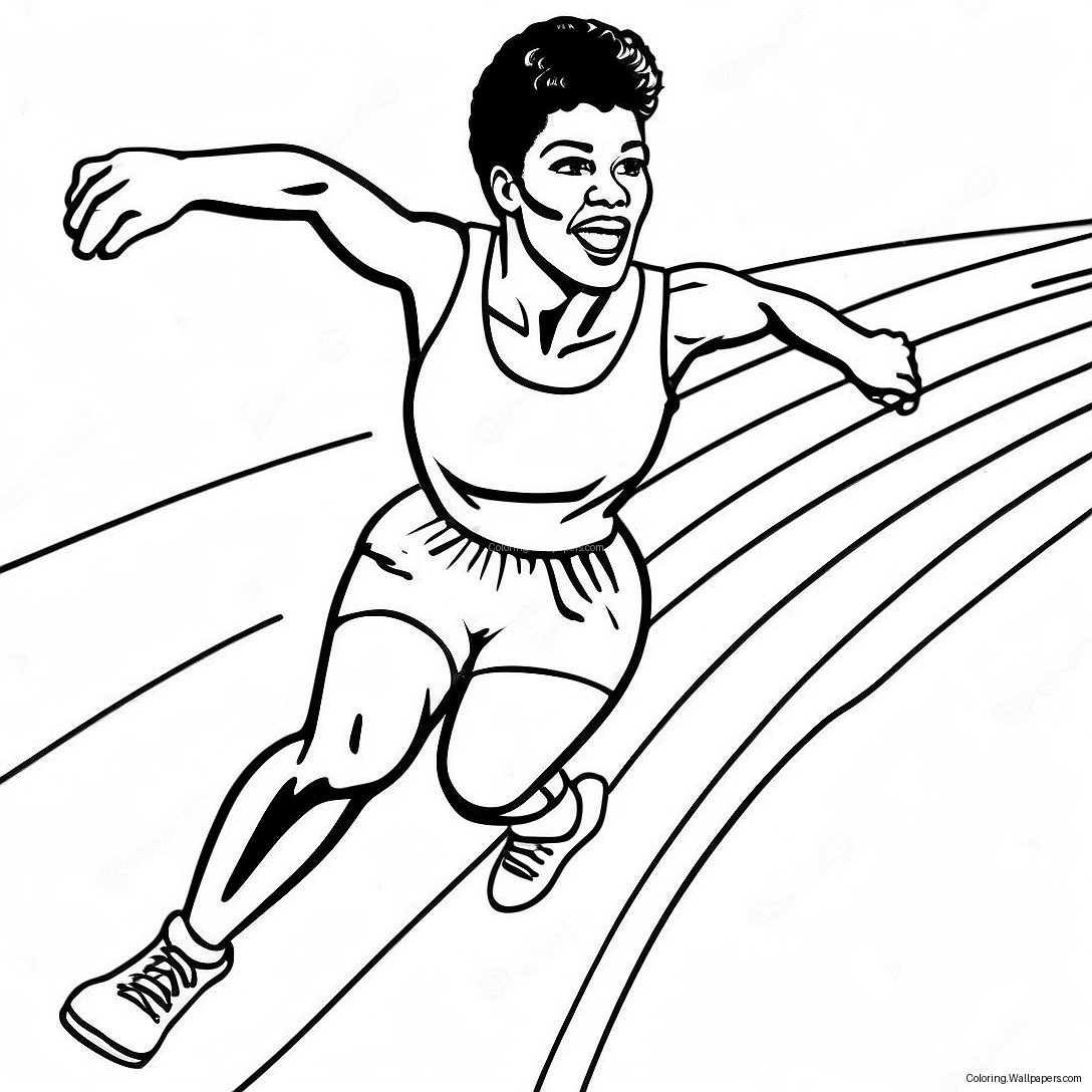 Página Para Colorear De Wilma Rudolph Corriendo Rápido 53055