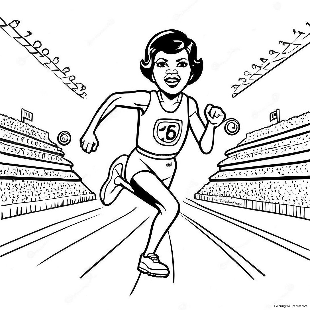 Wilma Rudolph Running Fast Coloring Page 53056