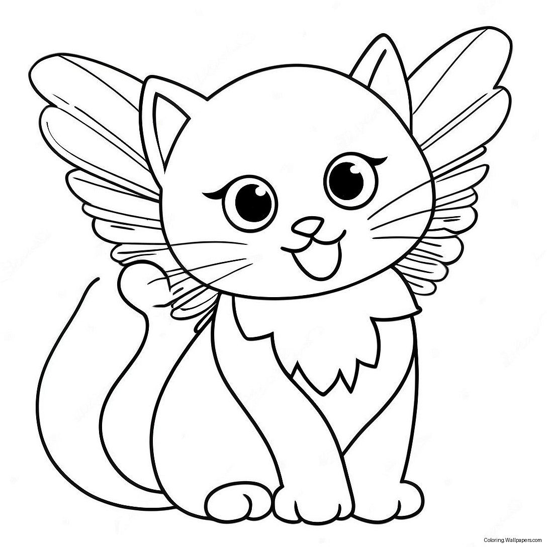 Winged Cat Coloring Page 29770