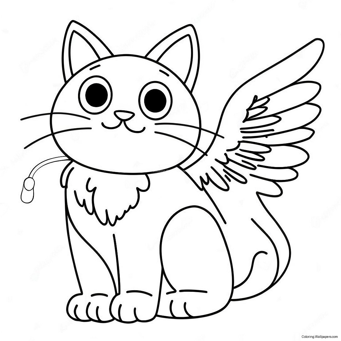 Winged Cat Coloring Page 29772