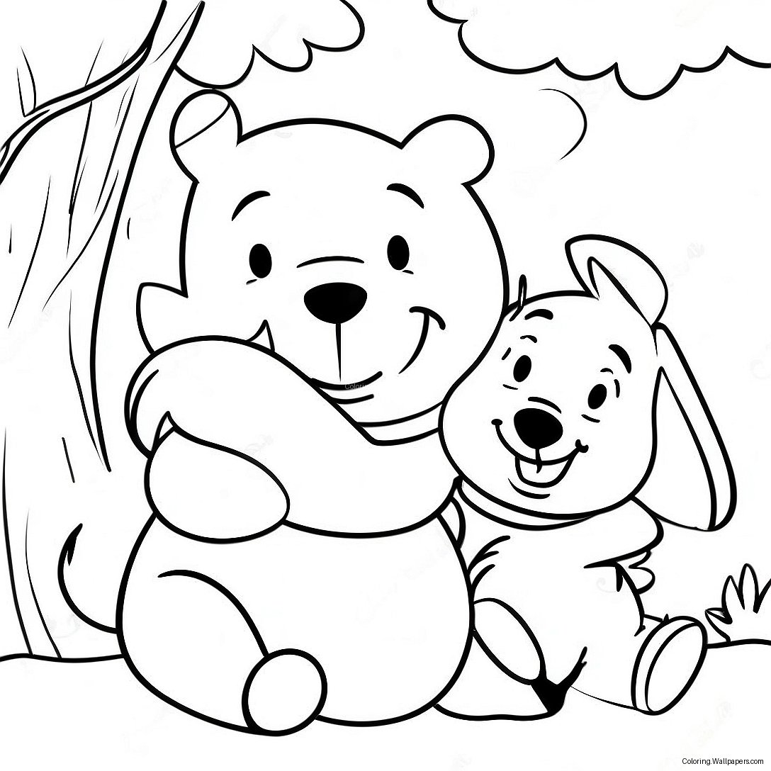 Winnie The Pooh Cu Prietenii Pagina De Colorat De Ziua Recunoștinței 33505