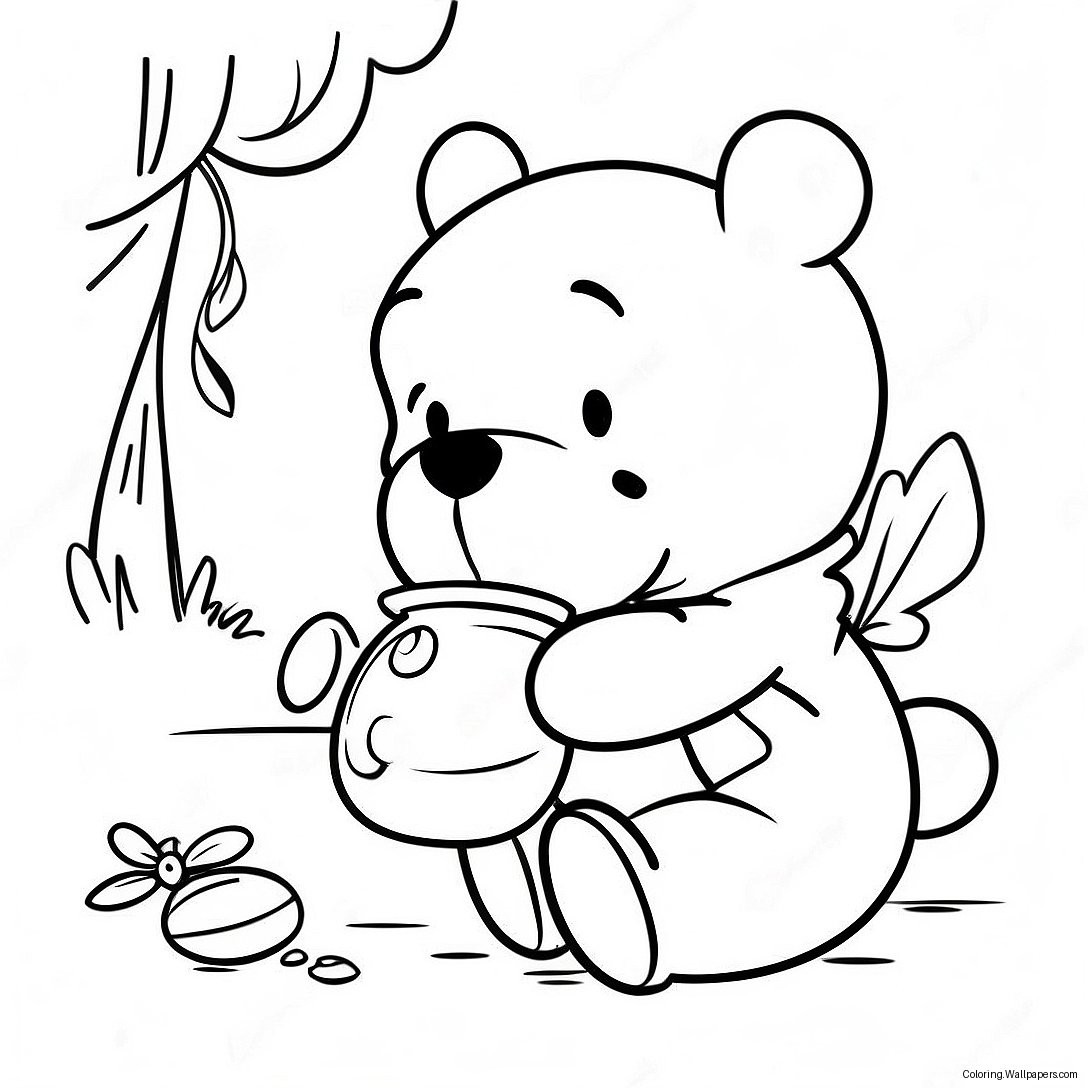 Winnie The Pooh With Honey Pot Coloring Page 34109