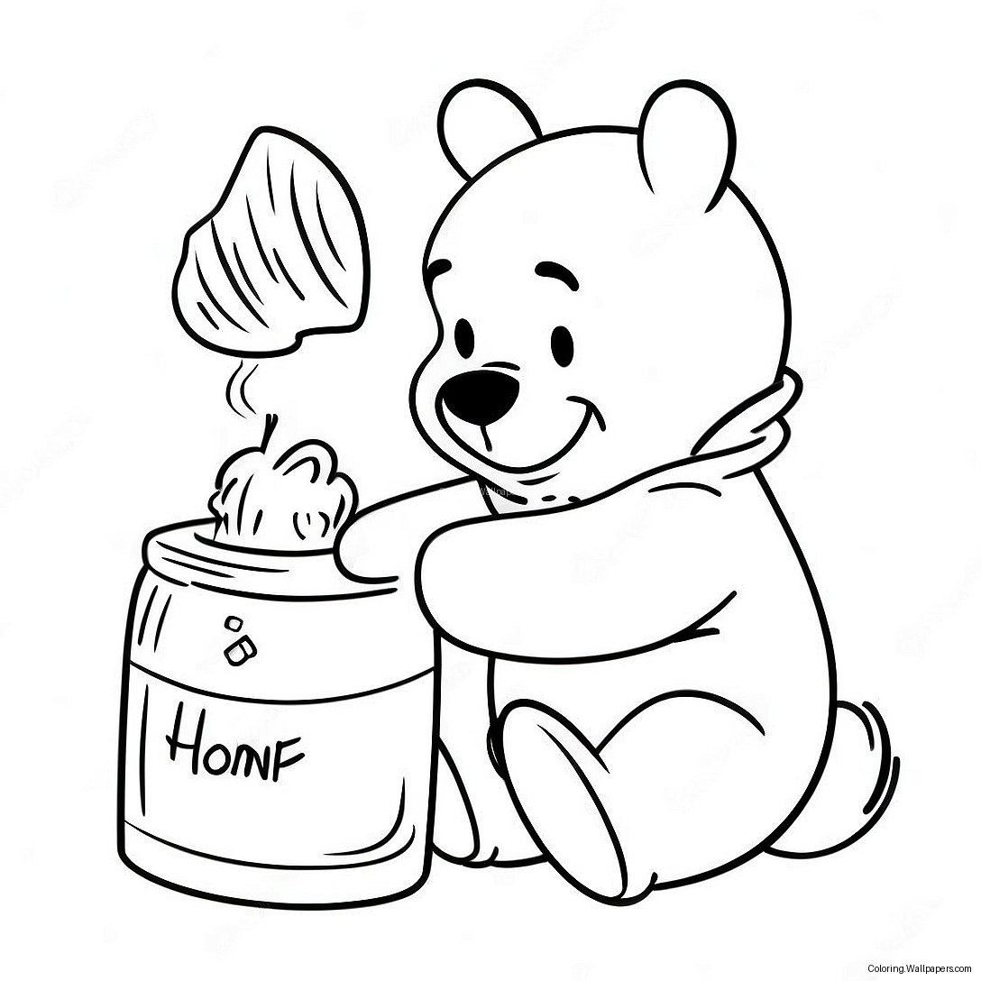 Winnie The Pooh With Honey Pot Coloring Page 34112