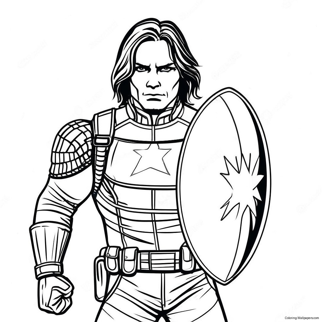 Winter Soldier With Shield Coloring Page 34789