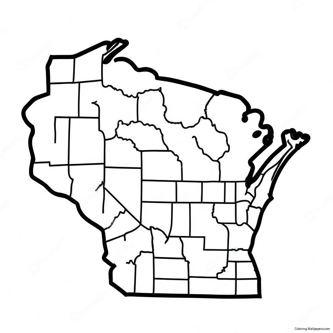 Umriss Des Bundesstaates Wisconsin Ausmalbild 24781