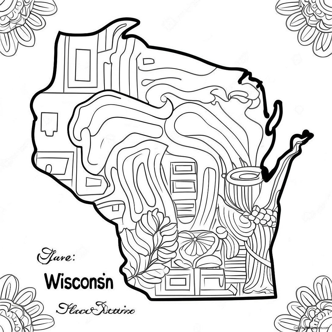 Umriss Des Bundesstaates Wisconsin Ausmalbild 24782