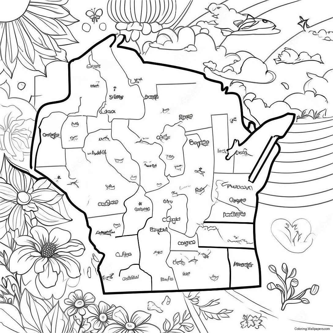 Wisconsin State Outline Coloring Page 24784