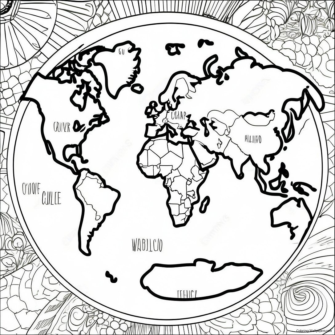 World Map Coloring Page 16833