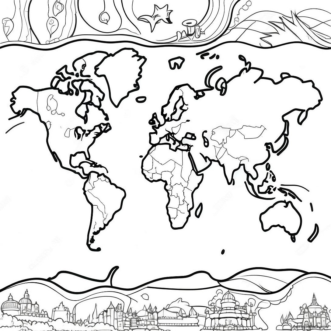 World Map Coloring Page 7781