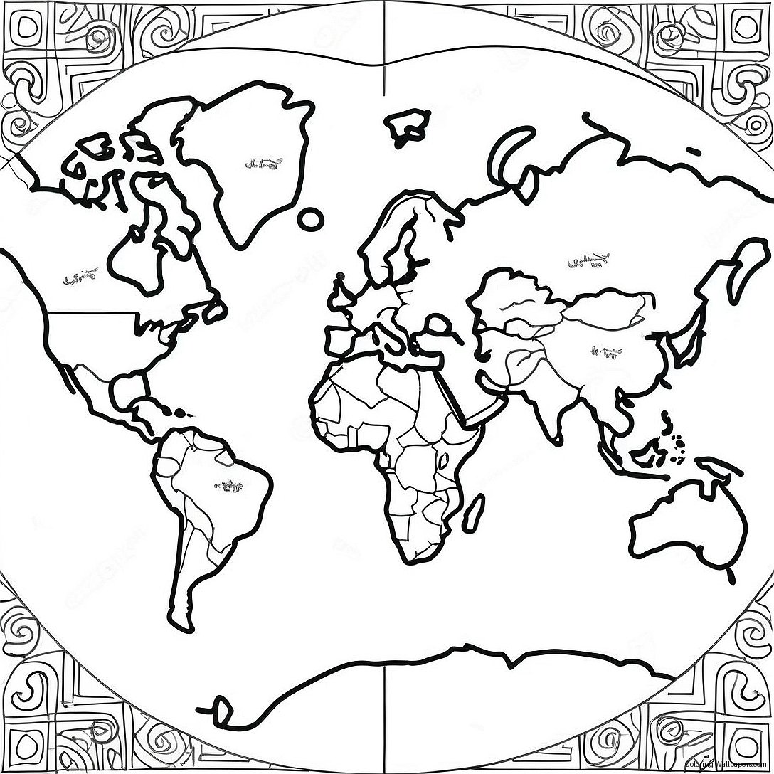 World Map Coloring Page 7783