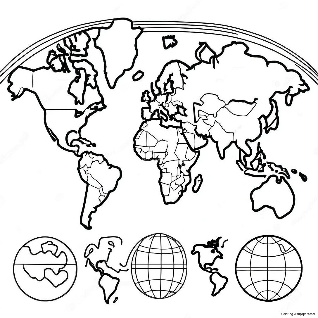 World Map Coloring Page 7784