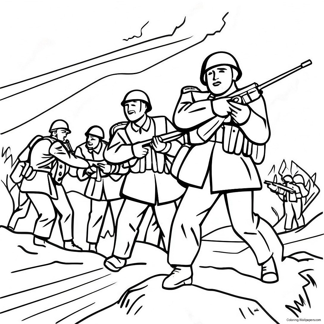 Ww2 Soldaten In Gevecht Kleurplaat 2099