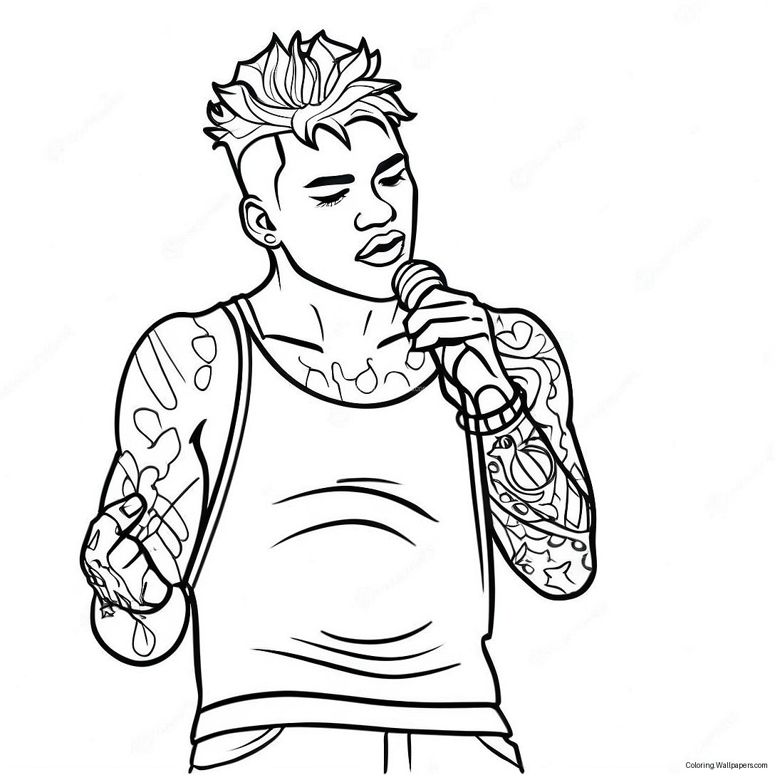 Xxxtentacion Performing On Stage Coloring Page 30588