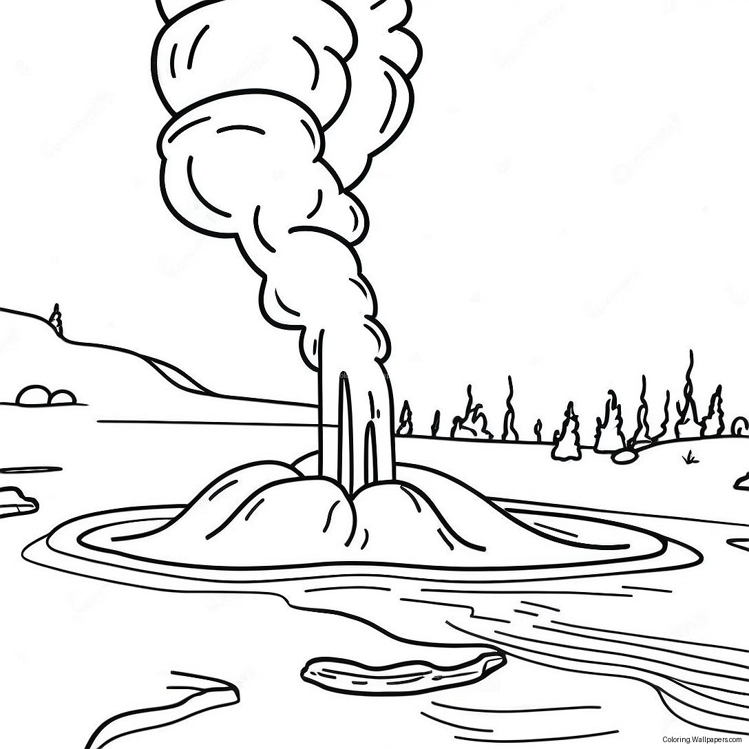 Yellowstone National Park Geysers And Hot Springs Coloring Page 40601