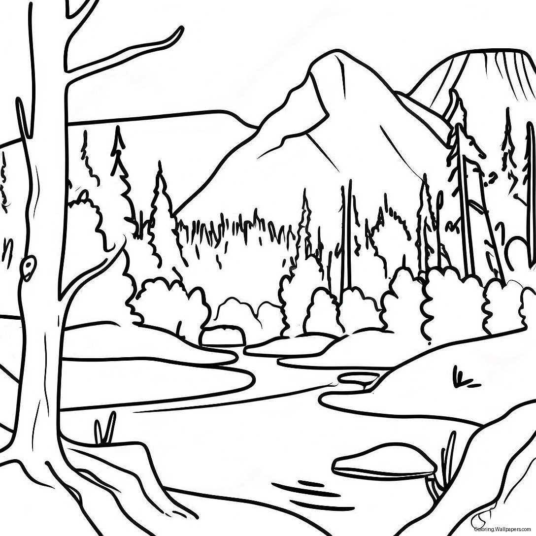 Yellowstone National Park Scenic Landscape Coloring Page 40606