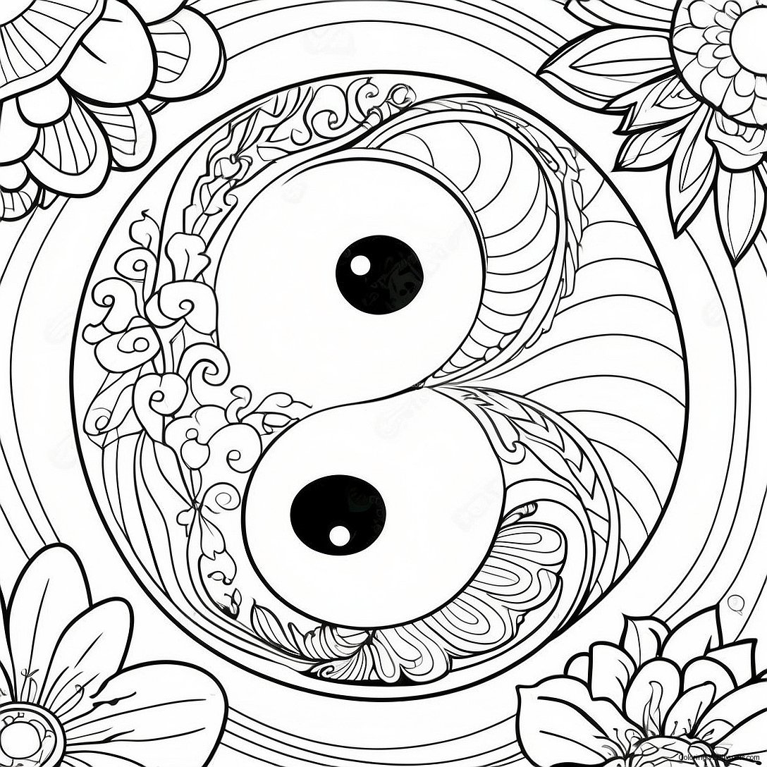 Yin Yang -Symbolin Värittämissivu 13786