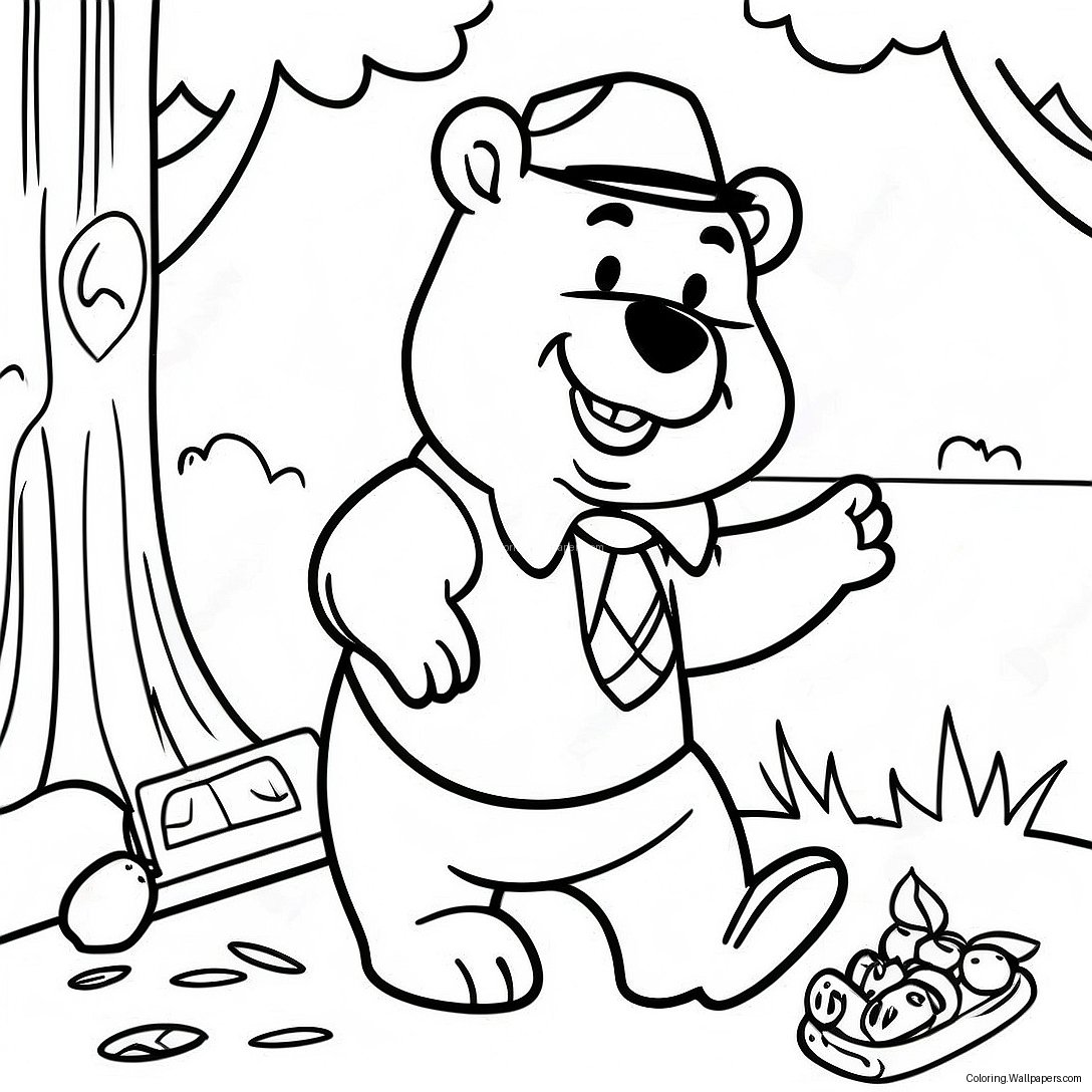 Yogi Bear Picnic Farvelægningsside 19817