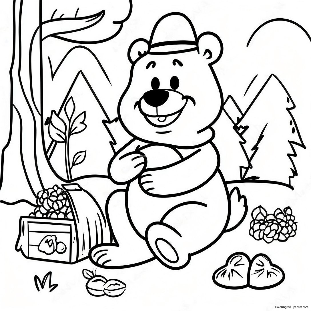 Yogi Bear Picnic Farvelægningsside 19819