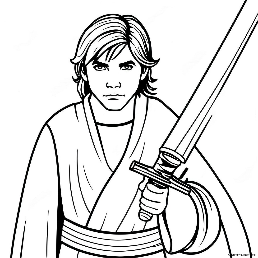 Young Jedi With Lightsaber Coloring Page 56983