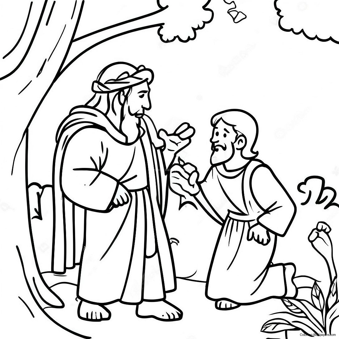 Zacchaeus Meeting Jesus Coloring Page 51798