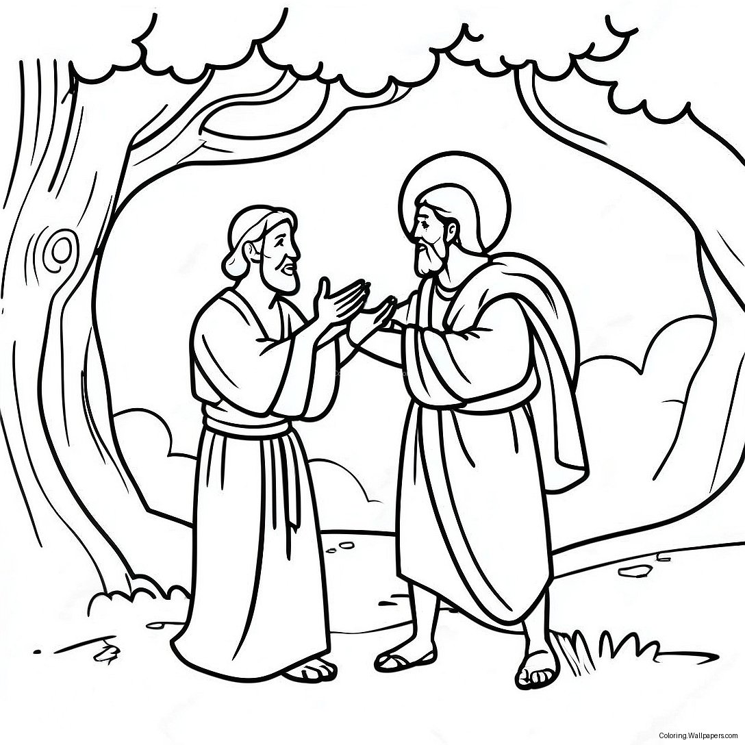 Zacchaeus Meeting Jesus Coloring Page 51799