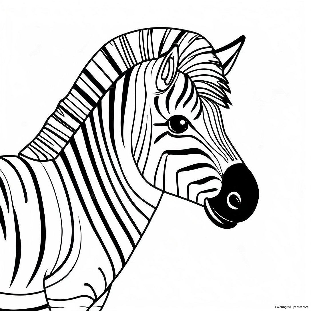 Zebra With Stripes Coloring Page 8444