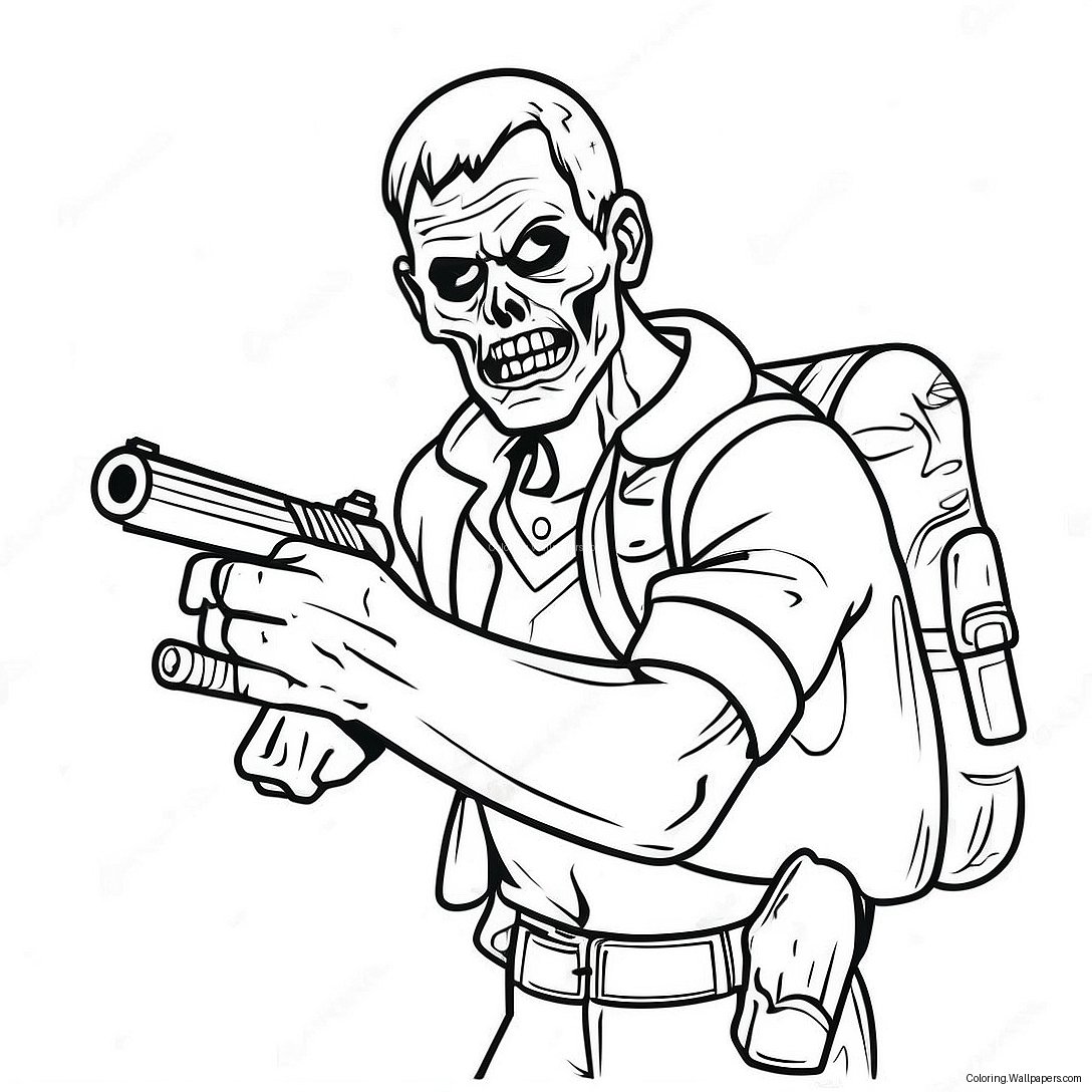 Zombie Hunter Coloring Page 16869