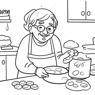 Happy Grandma Baking Cookies Coloring Page 10001-8053