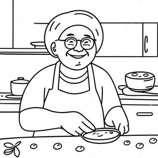 Happy Grandma Baking Cookies Coloring Page 10001-8054