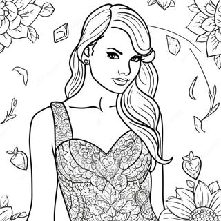 Taylor Swift In A Sparkly Dress Coloring Page 1001-802