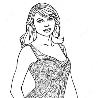 Taylor Swift In A Sparkly Dress Coloring Page 1001-803