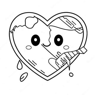 Cute Broken Heart With Band Aid Coloring Page 10031-8078