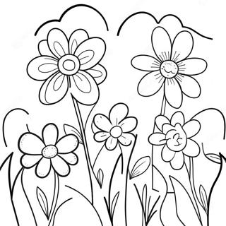 Thick Line Flower Garden Coloring Page 10061-8125