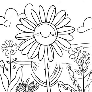 Thick Line Flower Garden Coloring Page 10061-8126