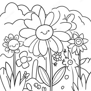 Thick Line Flower Garden Coloring Page 10061-8128