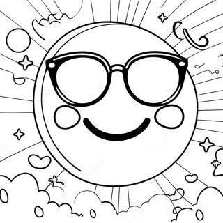 Happy Smiley Face With Sunglasses Coloring Page 1021-816