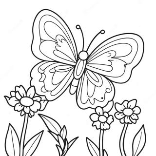 Colorful Butterfly Among Flowers Coloring Page 10351-8318