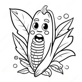 Happy Corn On The Cob Coloring Page 10491-8412