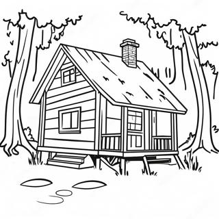 Cozy Cabin In The Woods Coloring Page 10580-8461