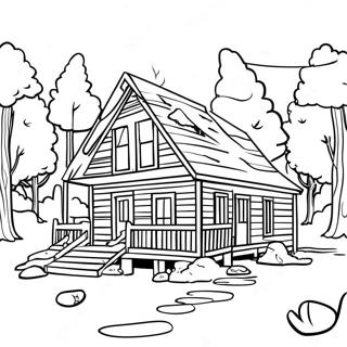 Cozy Cabin In The Woods Coloring Page 10580-8462