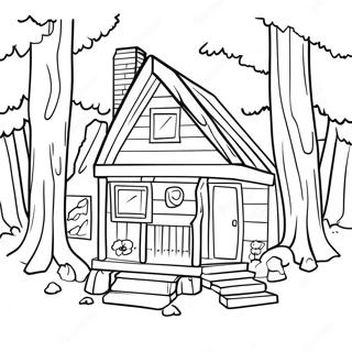 Cozy Cabin In The Woods Coloring Page 10580-8463