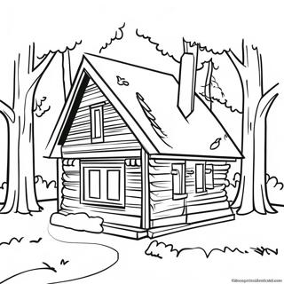 Cozy Cabin In The Woods Coloring Page 10580-8464