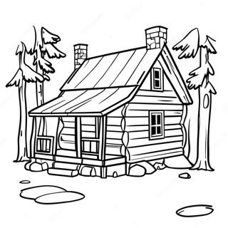 Rustic Log Cabin Coloring Page 10581-8465