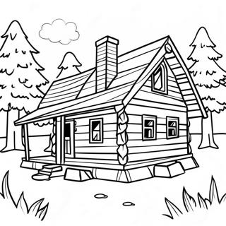 Rustic Log Cabin Coloring Page 10581-8466