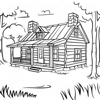 Rustic Log Cabin Coloring Page 10581-8467