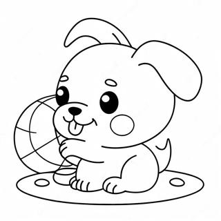 Cute Kawaii Puppy Playing With Ball Coloring Page 10641-8505