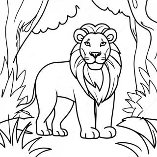 Page À Colorier D'un Lion Majestueux Dans La Jungle 10811-8573